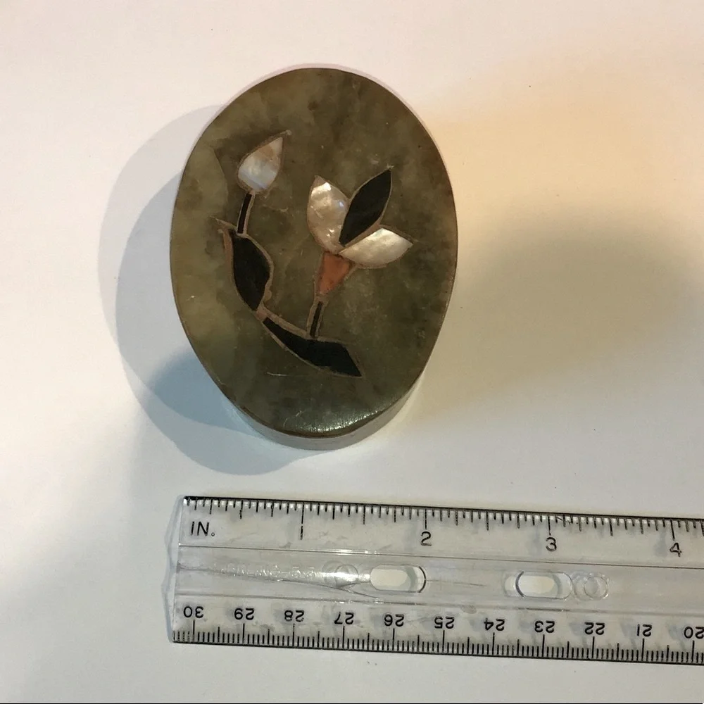 Green Marble MOP Onyx Floral Trinket Box India